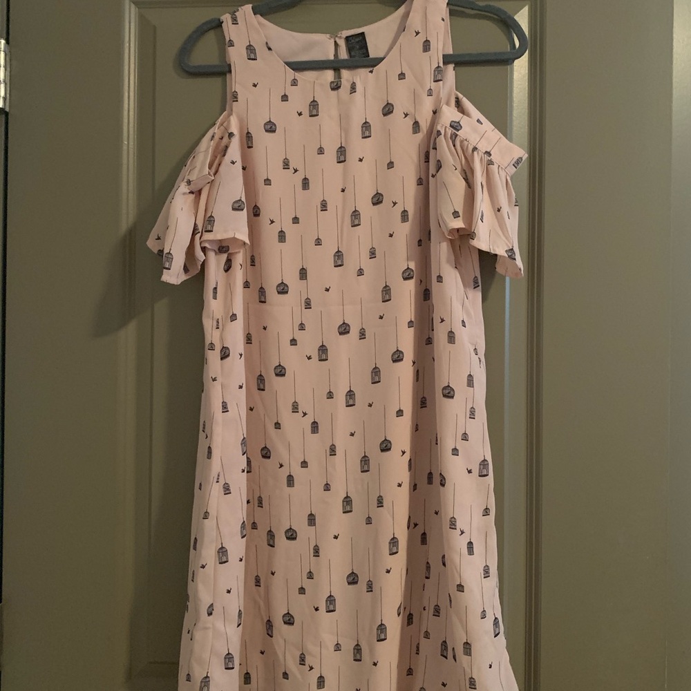 pink open should dress